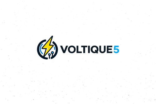 Logo of Voltique5 with a lightning bolt symbol on a white background
